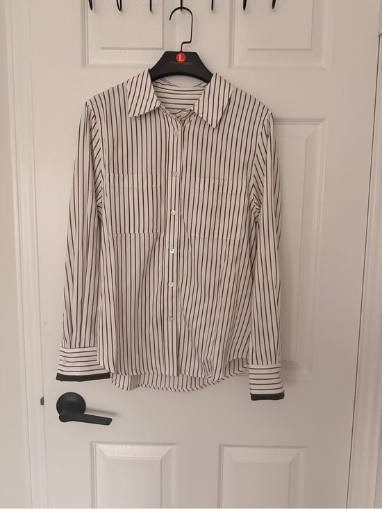 Brunello Cucinelli Tops - Brunello Cucinelli White Blouse with Black Pinstripes(OEM)